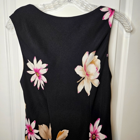 Dressbarn Black Pink Floral Knot Strap Asymmetrical Sleeveless Sheath Dress XS/S - Picture 11 of 14